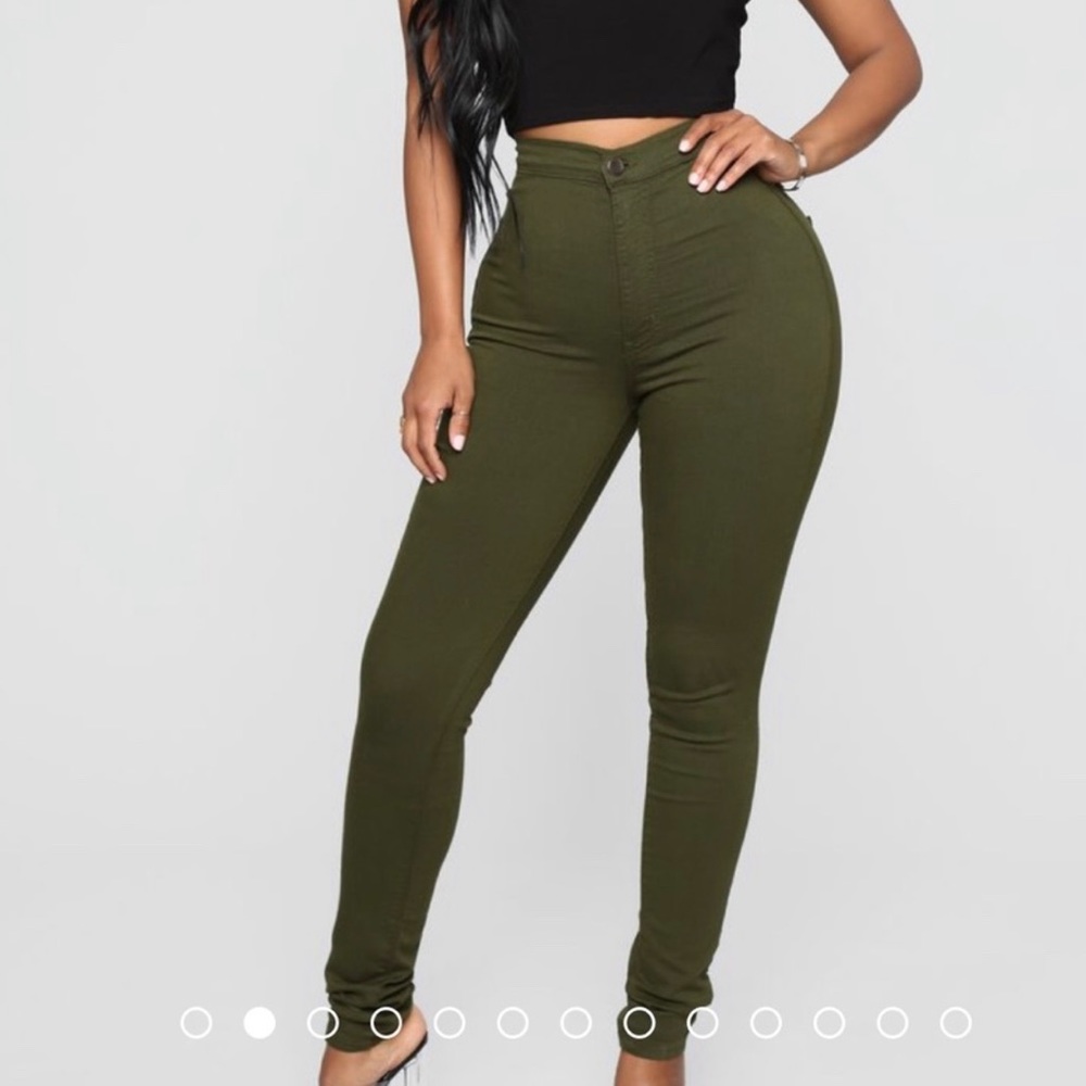 Fashion nova olive high waisted jeans size 13